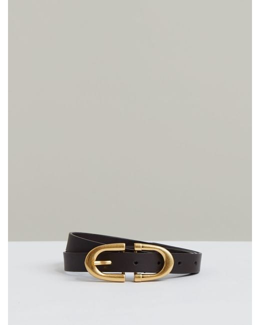 Reiss Gray Leather Horseshoe Buckle Belt