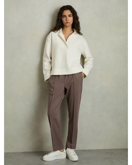Reiss Natural Elasticated-Waistband Tapered Trousers