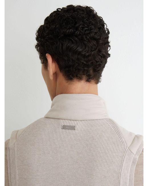 Reiss White Funnel-Neck Quilted Gilet for men