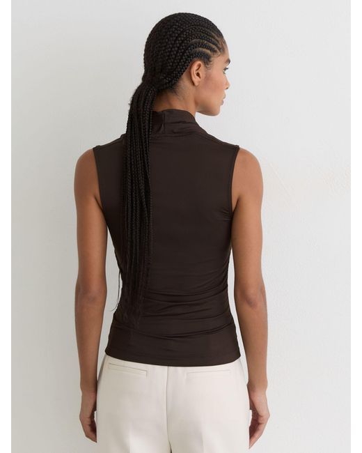 Reiss Black Square-Neck Ruched Sleeveless Top