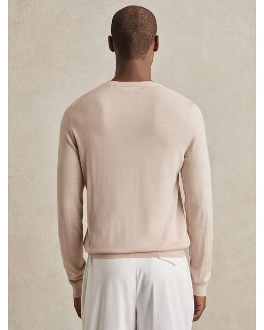 Reiss Natural Wessex - Beige Merino-wool Crew-neck Jumper, Xxl for men