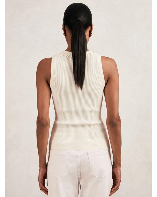 Reiss Natural Ecru Ribbed Knit Craft Stitch Vest Top
