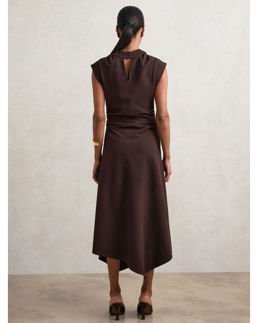 Reiss Natural Twill Jersey Draped Midi Dress