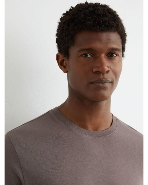Reiss Brown Cotton- Crew-Neck Modern-Fit T-Shirt for men