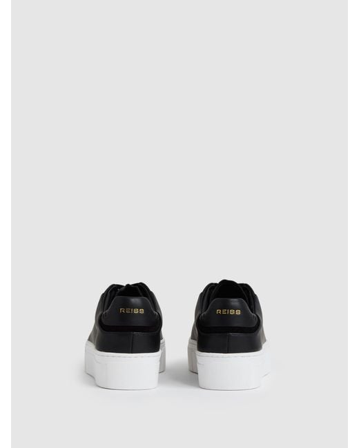 Reiss Black Francesca Leather Low-Top Trainers