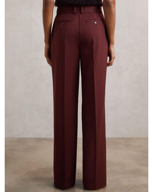 Reiss Purple Wide-Leg Pintuck Trousers