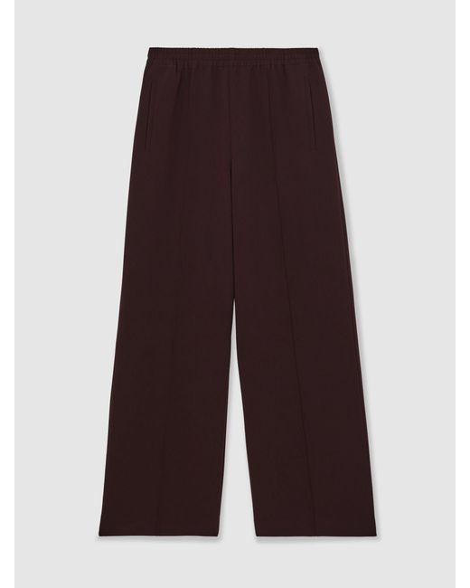 Reiss Red Robyn - Burgundy Wide-leg Elasticated-waist Trousers, Us 6 L