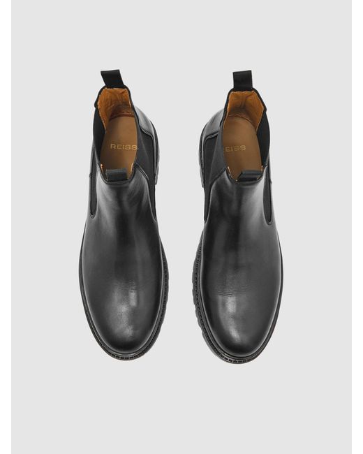 Reiss Black Leather Chelsea Boots for men