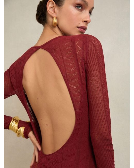 Reiss Red Reiss Pointelle Knit Maxi Dress