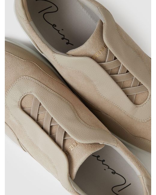 Reiss Natural Leather Elasticated-Lace Trainers for men