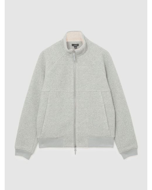 Reiss Gray Bouclé Zip-Through Jacket With Wool for men
