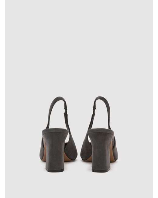 Reiss Gray Leather Slingback Court Shoes