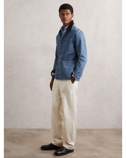 Reiss Blue Corduroy Collar Worker Jacket for men