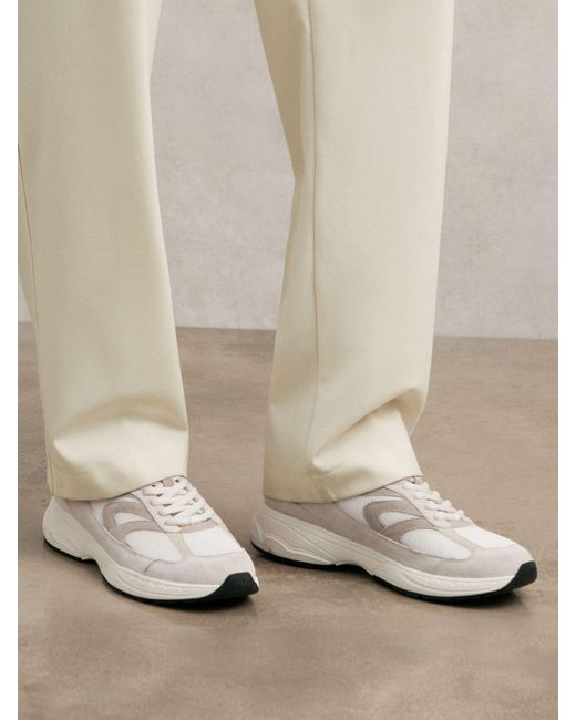 Reiss White Off & Stone Panelled Running Trainers for men