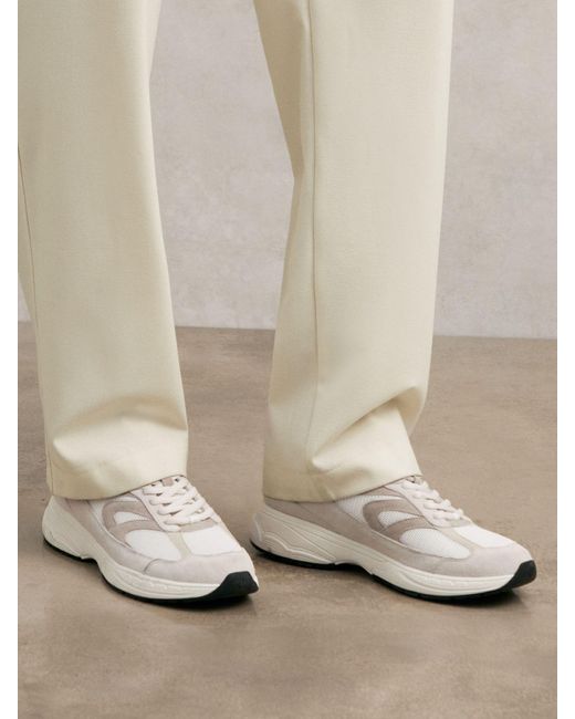 Reiss White Off & Stone Panelled Running Trainers for men