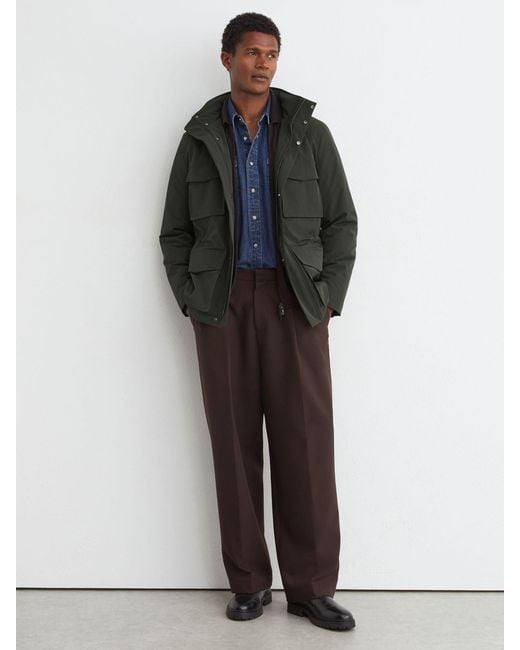 Reiss Green Four-Pocket Hooded Jacket With Removable Gilet for men