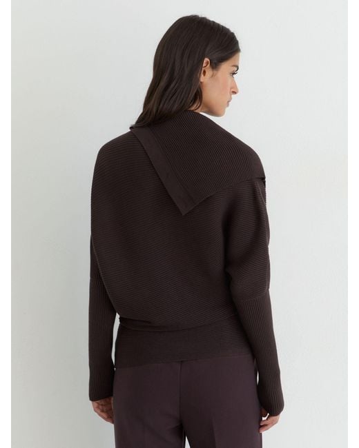 Reiss Multicolor Rib-Knit Button Shawl Jumper