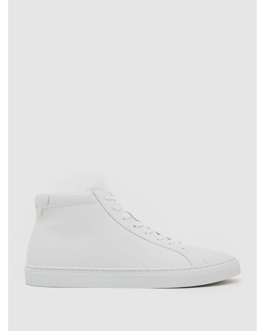Reiss White Luca Tumbled-Leather-Top Trainers for men
