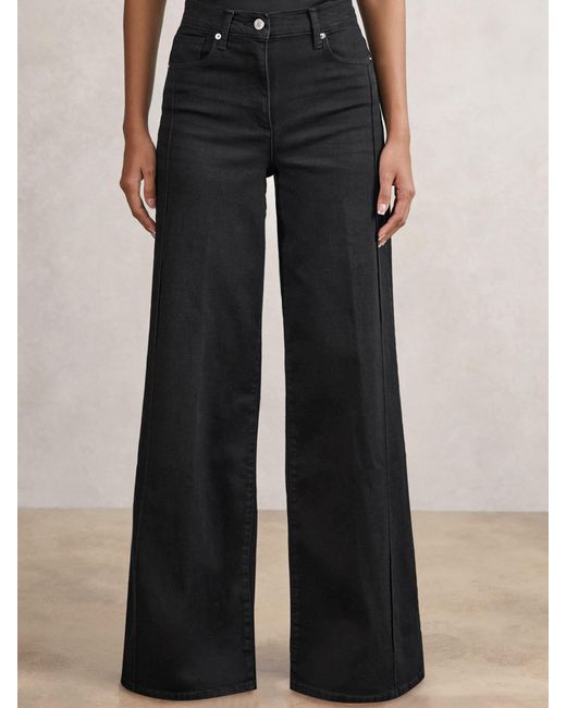 Reiss White Stretch Cotton Wide Leg Jeans