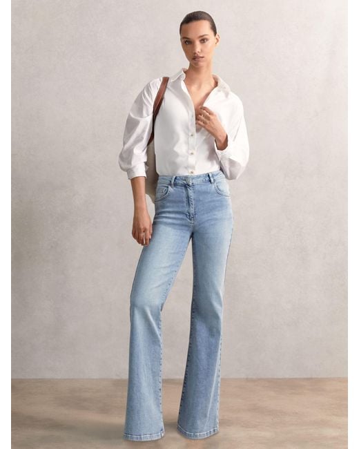 Reiss Bonnie - Light Blue Mid Rise Flared Jeans, 27w X 31l (uk 27 R)'