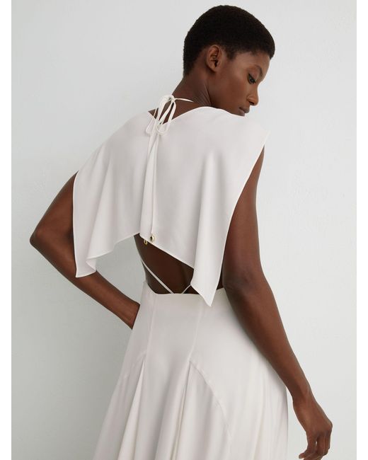 Reiss White Strappy Draped Cape Maxi Dress