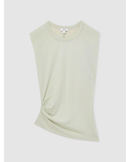 Reiss Multicolor Shoulder-Pad Ruched Jersey Top