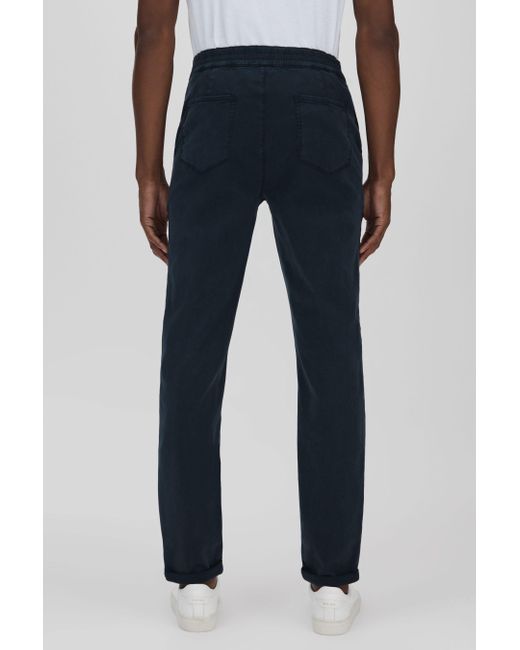 PAIGE Blue Brushed Drawstring Trousers for men