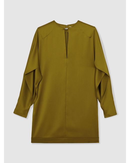 Reiss Green Satin Turn-Lock Mini Dress