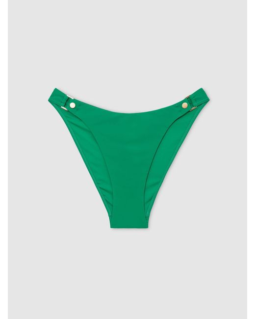 Reiss Green Stud-Detail Bikini Bottoms
