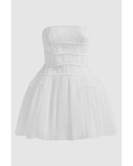 Rachel Gilbert White Pippa - Strapless Pleated Mini Dress, Ivory