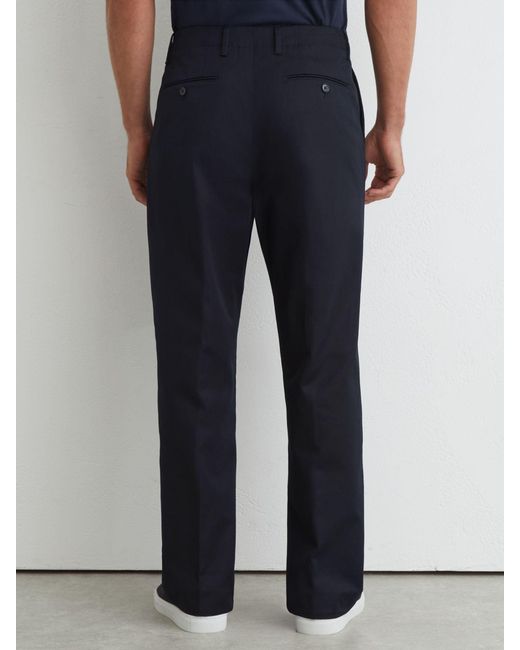 Reiss Blue Look - Navy Cotton Slub Pleated Relaxed-fit Trousers, 28 for men
