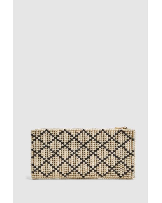 Reiss Gray Etta - Natural/black Wood-beaded Clutch Bag, One