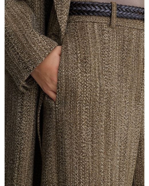 ATELIER Black Wool-Blend Textured Wide-Leg Trousers