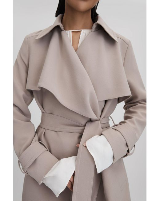 Reiss Multicolor Etta - Mink Neutral Petite Double Breasted Belted Trench Coat