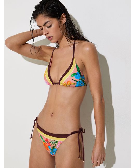 Reiss White Tina - Pink Floral-print Side-tie Bikini Bottoms, Us 12