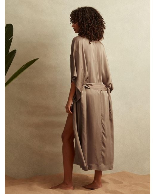 Reiss Brown Textured Belted Kimono