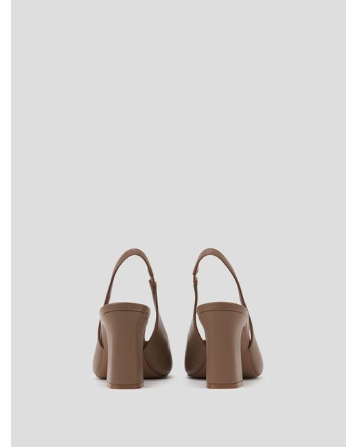 Reiss Natural Lorena Leather Slingback Court Shoes