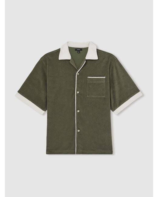 Reiss Brown Towelling Contrast Trim Shirt for men
