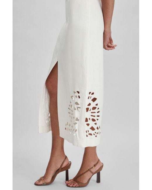 Acler White Linen Blend Cut-Out Midi Dress