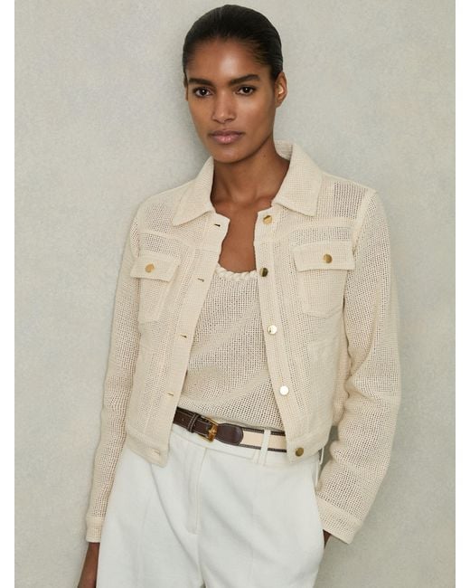 Reiss Natural Cotton-Blend Textured Trucker Jacket