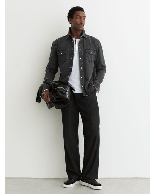 Reiss Gray Denim Western Overshirt for men