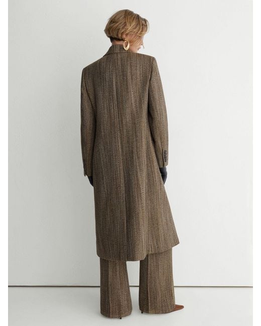 ATELIER Black Wool-Blend Textured Double-Breasted Coat