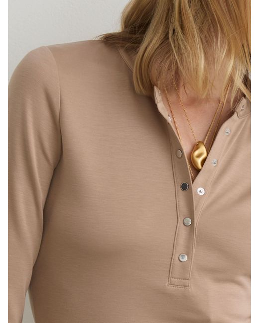 Reiss Natural Jersey Long-Sleeve Henley Top