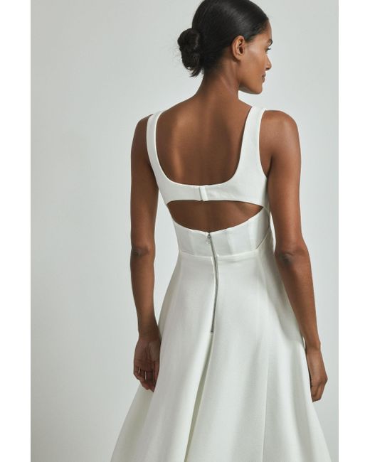 ATELIER White Textured Corset Detail Maxi Dress