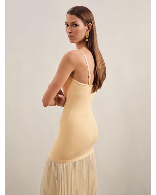 【海外限定】REISSドレス☆Milana Pleated Skirt Ribbed Midi Dr Reiss Milana - Yellow Pleated Skirt Ribbed Midi Dress, Us 14