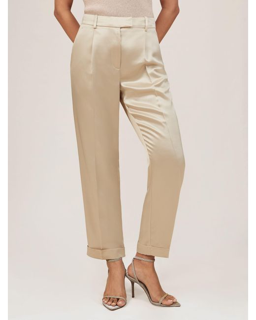 Reiss Natural Satin Tapered Trousers