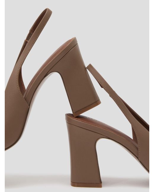 Reiss Natural Lorena Leather Slingback Court Shoes