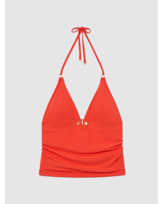 Reiss Red Halterneck Triangle Tankini Bikini