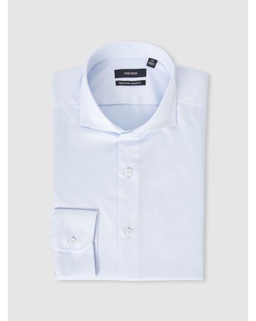 Reiss White Storm - Soft Blue Regular Fit Cotton-twill Two-fold Shirt, S for men