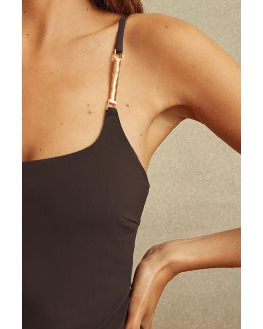 Reiss Natural Imogen - Chocolate Chain Detail Underwired Swimsuit